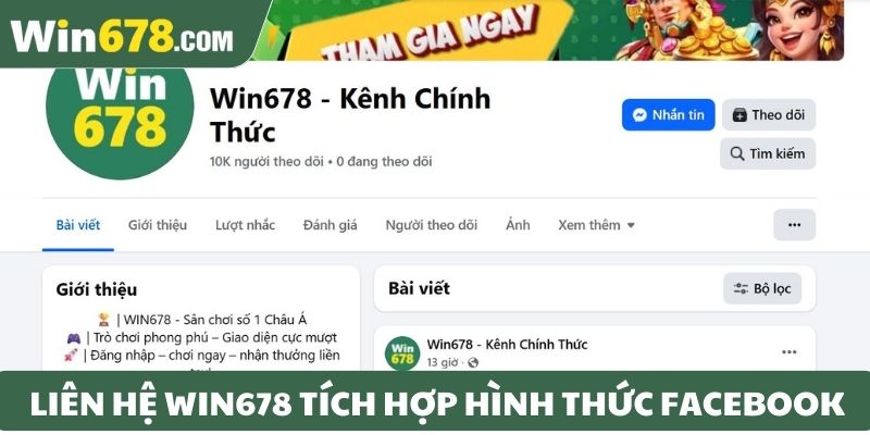 Liên hệ Win678 tích hợp hình thức Facebook